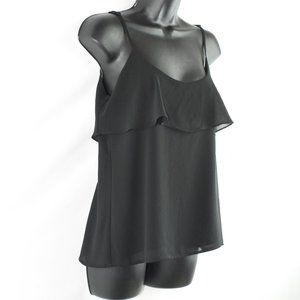 Style Loft Black Spaghetti Strap Lined Sheer Blouse M
